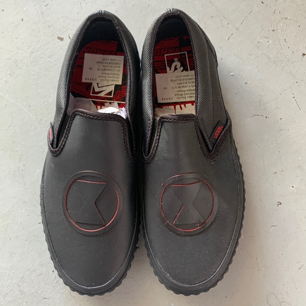 Brand New RARE Vans X Marvel Black Widow Slip Ons